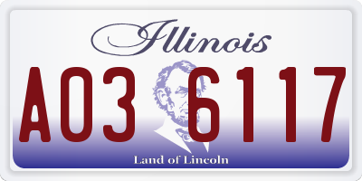 IL license plate A036117