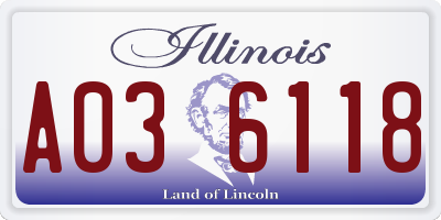 IL license plate A036118