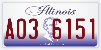 IL license plate A036151