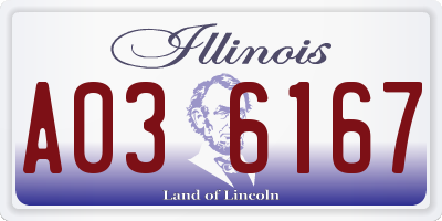 IL license plate A036167