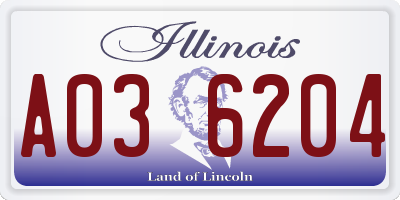 IL license plate A036204