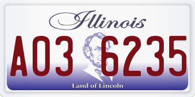 IL license plate A036235