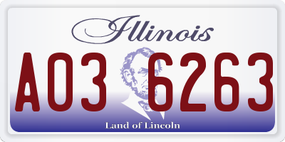 IL license plate A036263