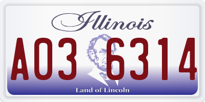 IL license plate A036314