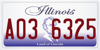 IL license plate A036325