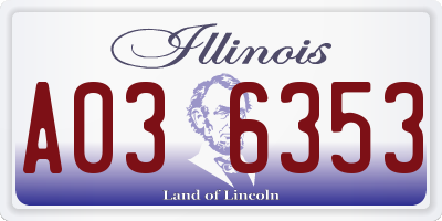 IL license plate A036353