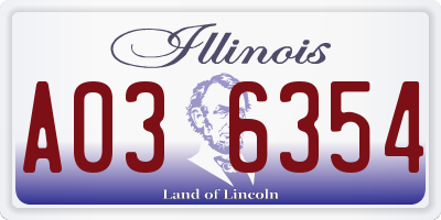 IL license plate A036354