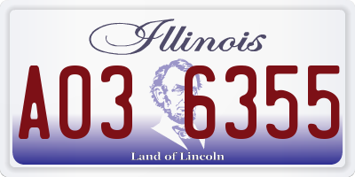 IL license plate A036355
