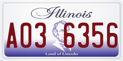 IL license plate A036356