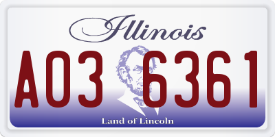 IL license plate A036361
