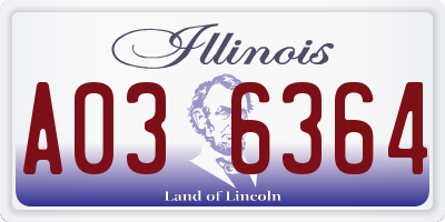 IL license plate A036364