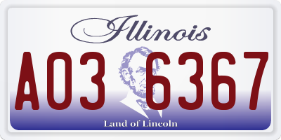 IL license plate A036367