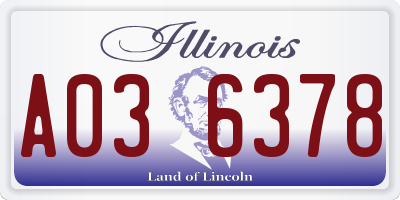 IL license plate A036378