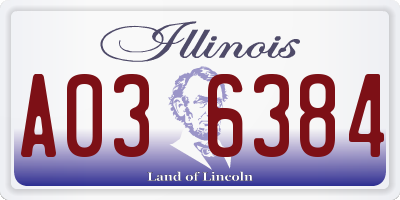 IL license plate A036384