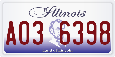 IL license plate A036398