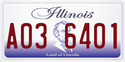 IL license plate A036401
