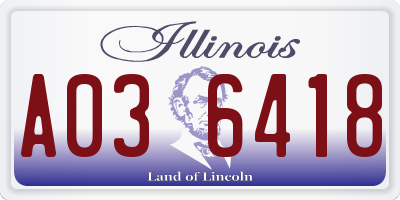 IL license plate A036418