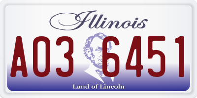 IL license plate A036451