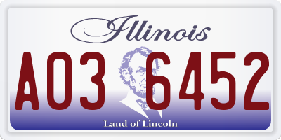 IL license plate A036452