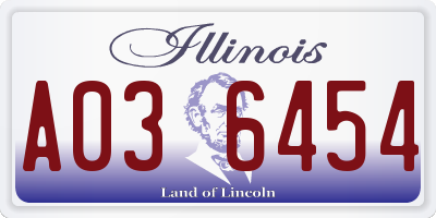 IL license plate A036454