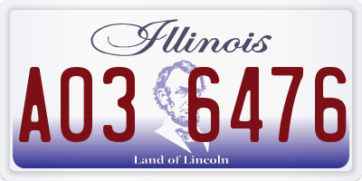 IL license plate A036476