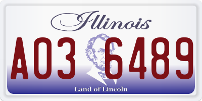 IL license plate A036489