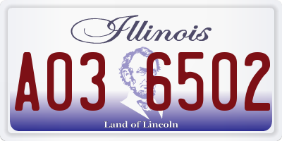 IL license plate A036502