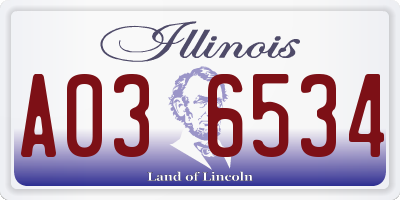 IL license plate A036534
