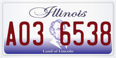 IL license plate A036538