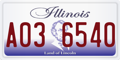 IL license plate A036540