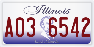 IL license plate A036542