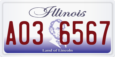 IL license plate A036567