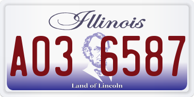 IL license plate A036587