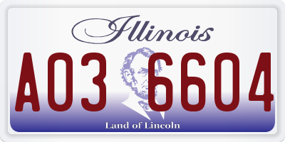 IL license plate A036604