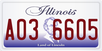 IL license plate A036605