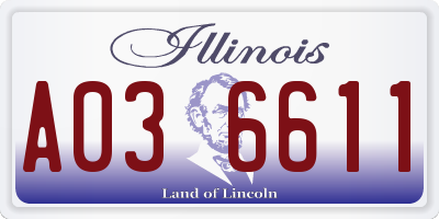 IL license plate A036611