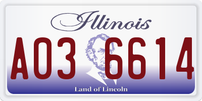 IL license plate A036614