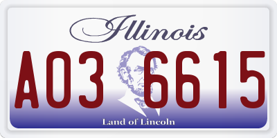 IL license plate A036615