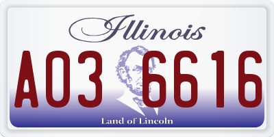 IL license plate A036616