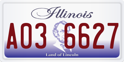 IL license plate A036627
