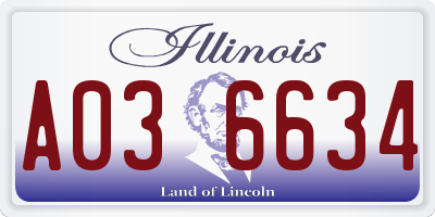 IL license plate A036634