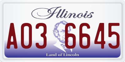 IL license plate A036645