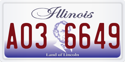 IL license plate A036649