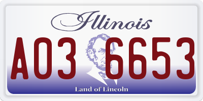 IL license plate A036653