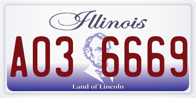 IL license plate A036669