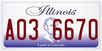 IL license plate A036670