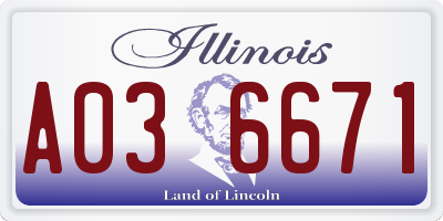 IL license plate A036671