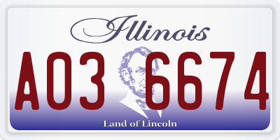 IL license plate A036674