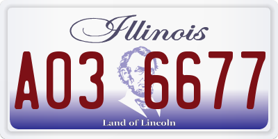 IL license plate A036677