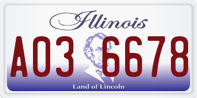 IL license plate A036678